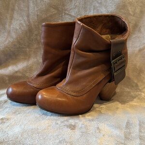 Fly Brown Leather Slouchy Ankle Boots
